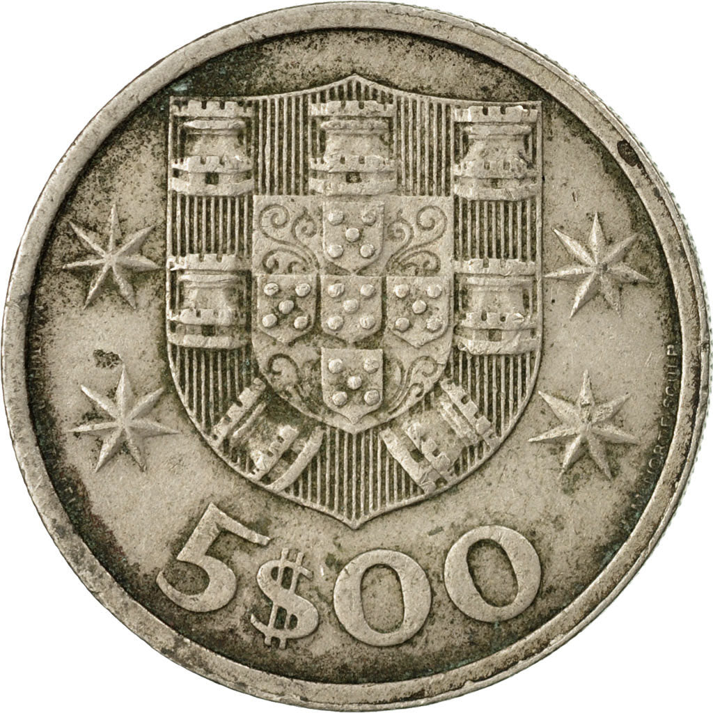 Coin, Portugal, 5 Escudos, 1969, VF(30-35), Copper-nickel, KM:591
