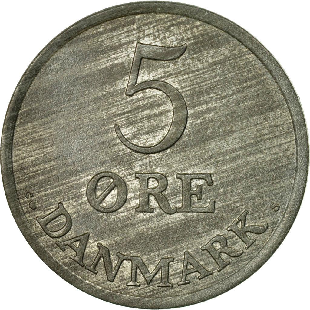 Coin, Denmark, Frederik IX, 5 Öre, 1963, Copenhagen, AU(50-53), Zinc, KM:843.2