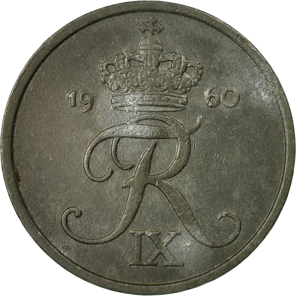 Coin, Denmark, Frederik IX, 5 Öre, 1960, Copenhagen, EF(40-45), Zinc, KM:843.2