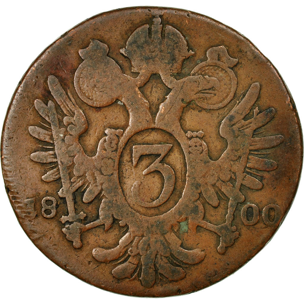 Coin, Austria, Franz II (I), 3 Kreuzer, 1800, VF(30-35), Copper, KM:2115.3