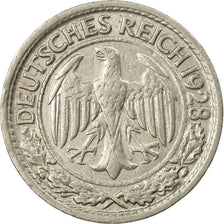 Coin, GERMANY, WEIMAR REPUBLIC, 50 Reichspfennig, 1928, Stuttgart, EF(40-45)