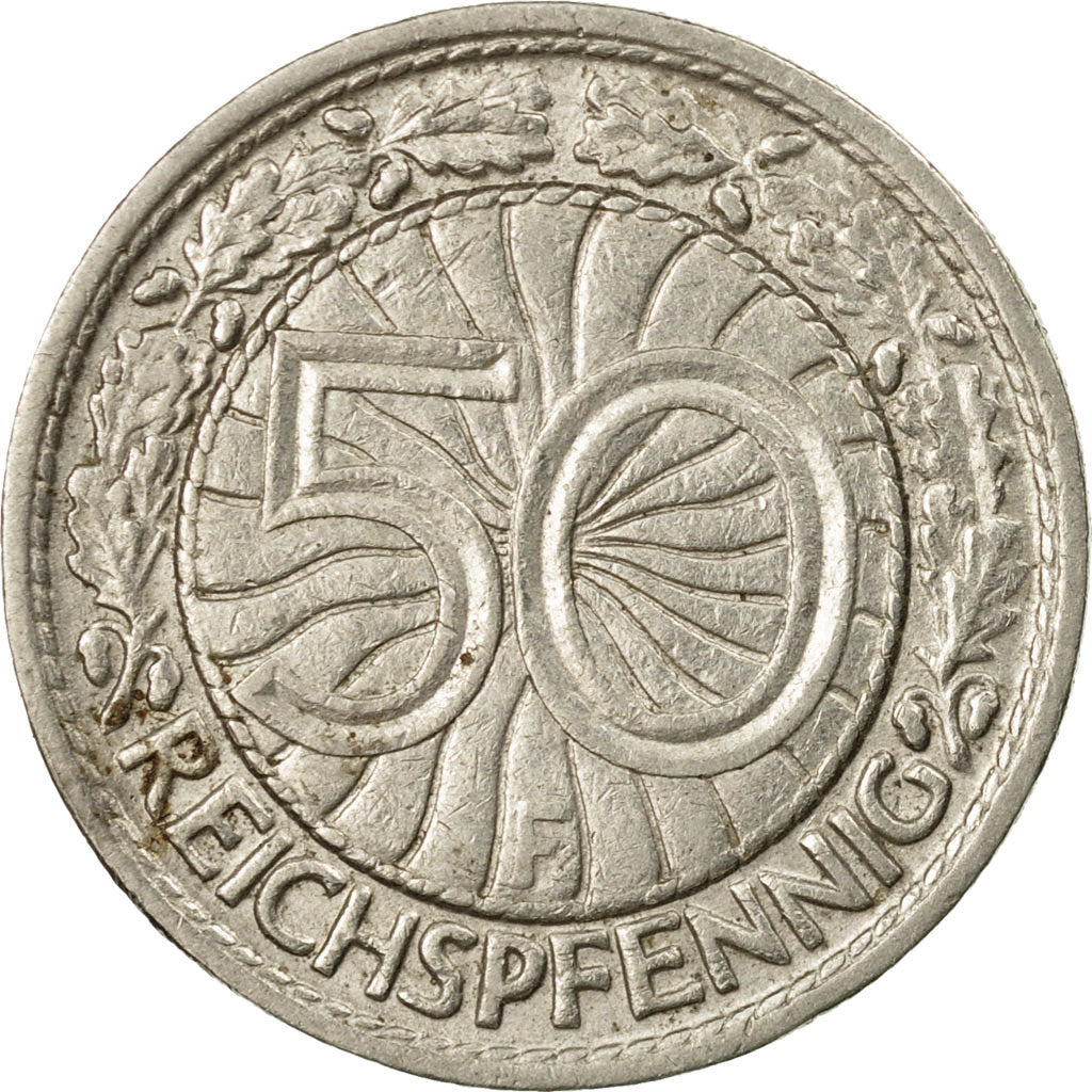 Coin, GERMANY, WEIMAR REPUBLIC, 50 Reichspfennig, 1928, Stuttgart, EF(40-45)