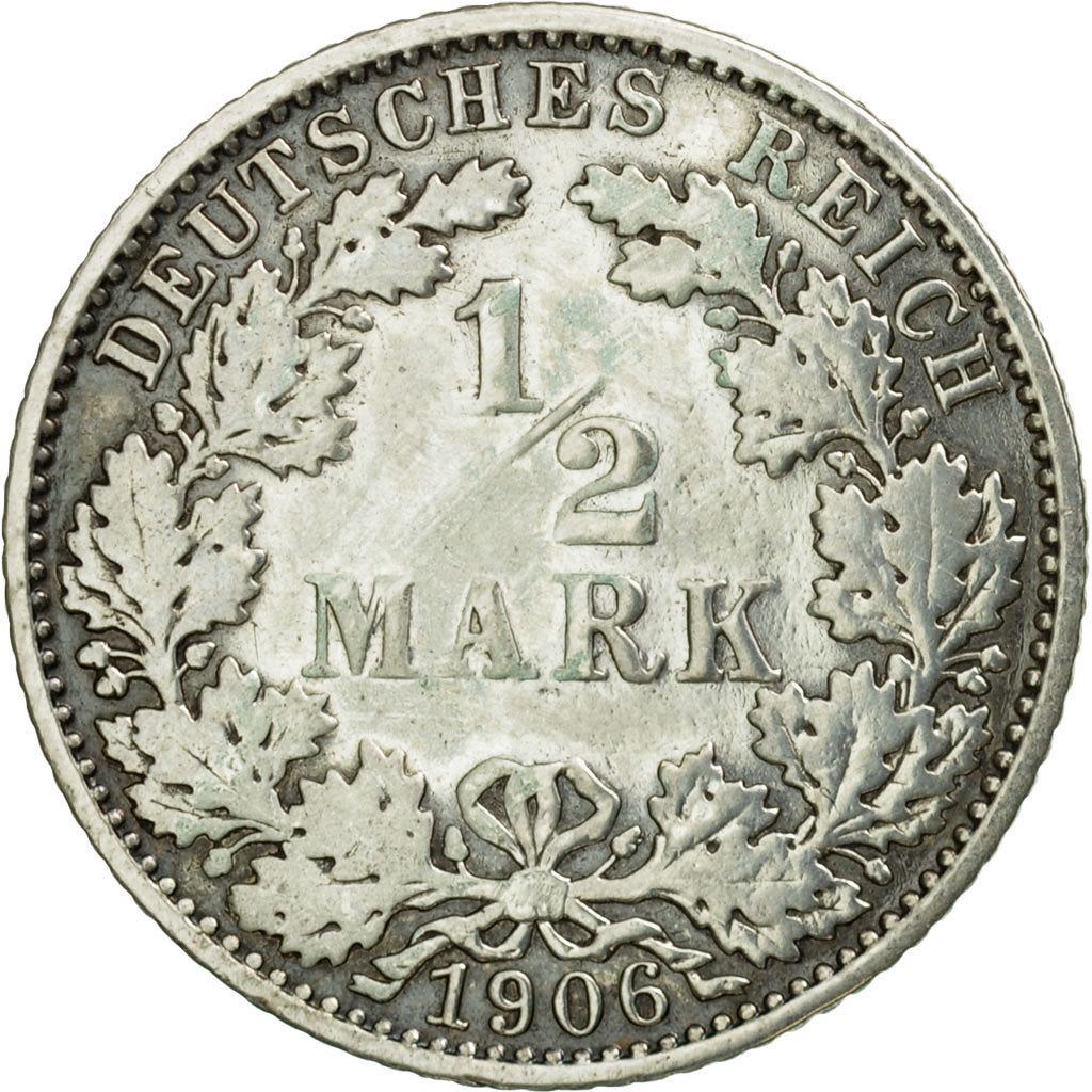 Münze, GERMANY - EMPIRE, 1/2 Mark, 1906, Muldenhütten, SS, Silber, KM:17