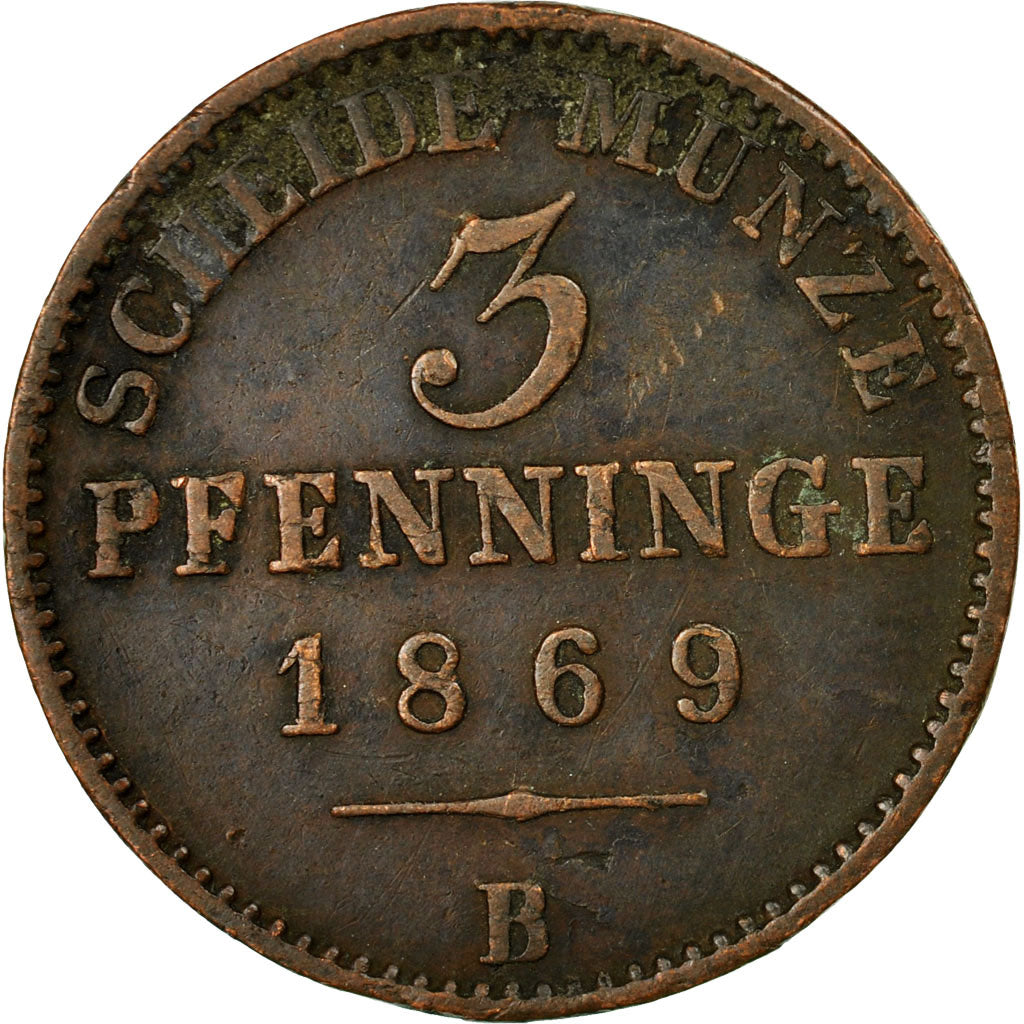 Coin, German States, PRUSSIA, Wilhelm I, 3 Pfennig, 1869, Vienna, EF(40-45)