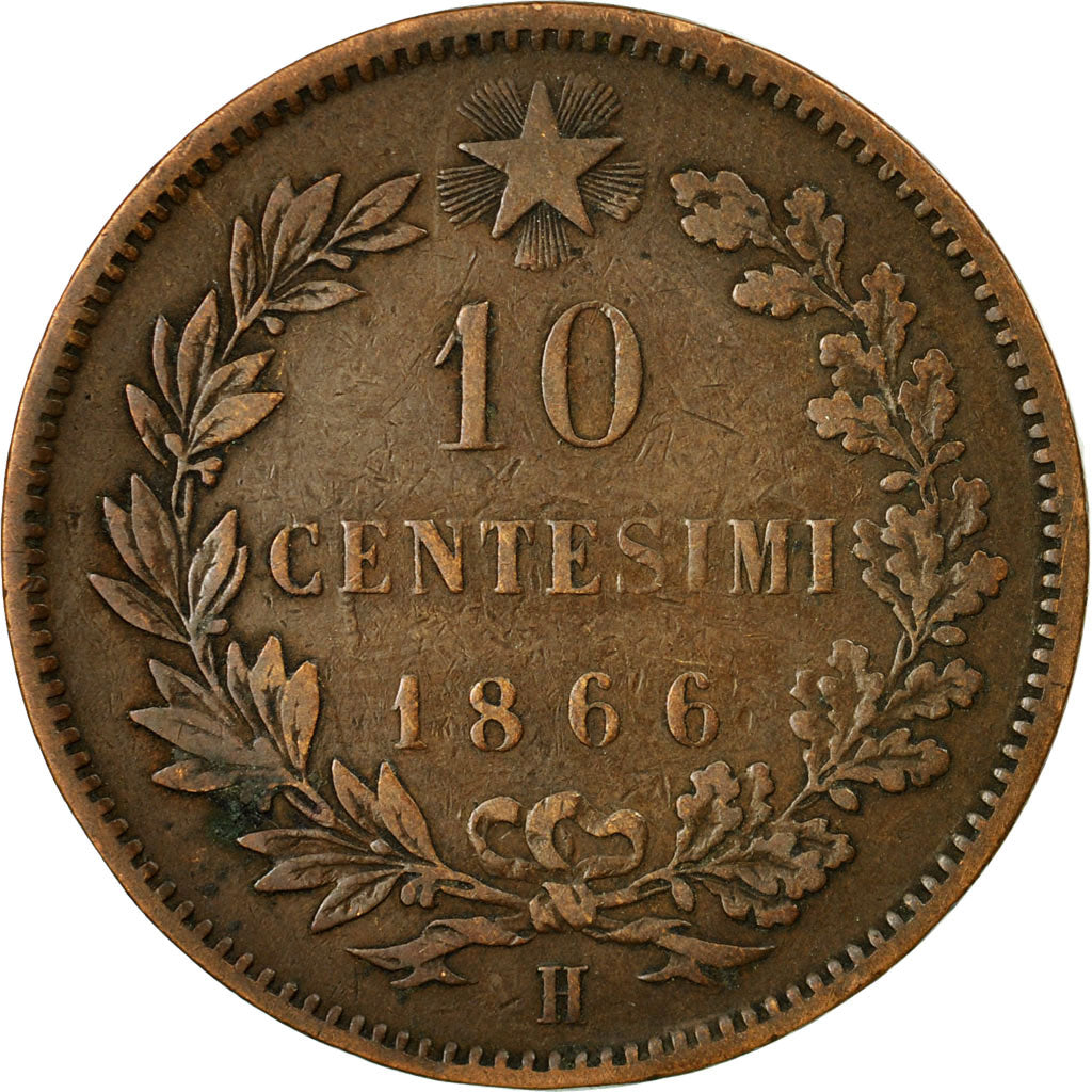 Coin, Italy, Vittorio Emanuele II, 10 Centesimi, 1866, Birmingham, VF(30-35)