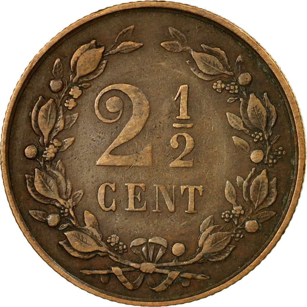 Coin, Netherlands, William III, 2-1/2 Cent, 1884, EF(40-45), Bronze, KM:108.1