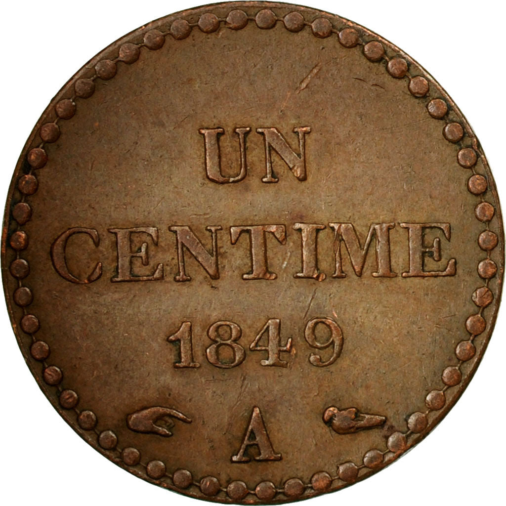 Moneta, Francia, Dupré, Centime, 1849, Paris, BB, Bronzo, KM:754, Le