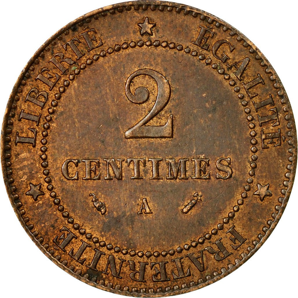 Monnaie, France, Cérès, 2 Centimes, 1882, Paris, TTB, Bronze, KM:827.1, Le