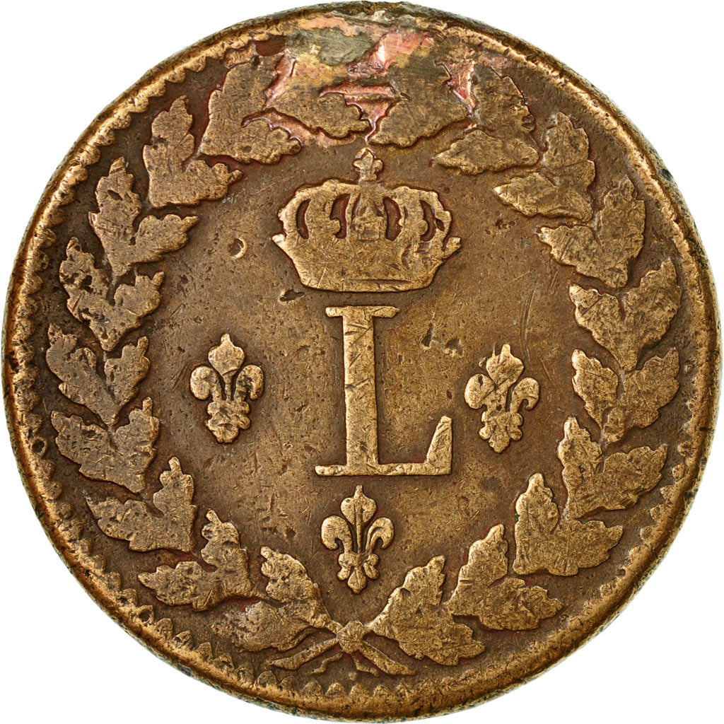 Coin, France, Louis XVIII, Decime, 1815, Strasbourg, VF(30-35), Bronze, KM:701