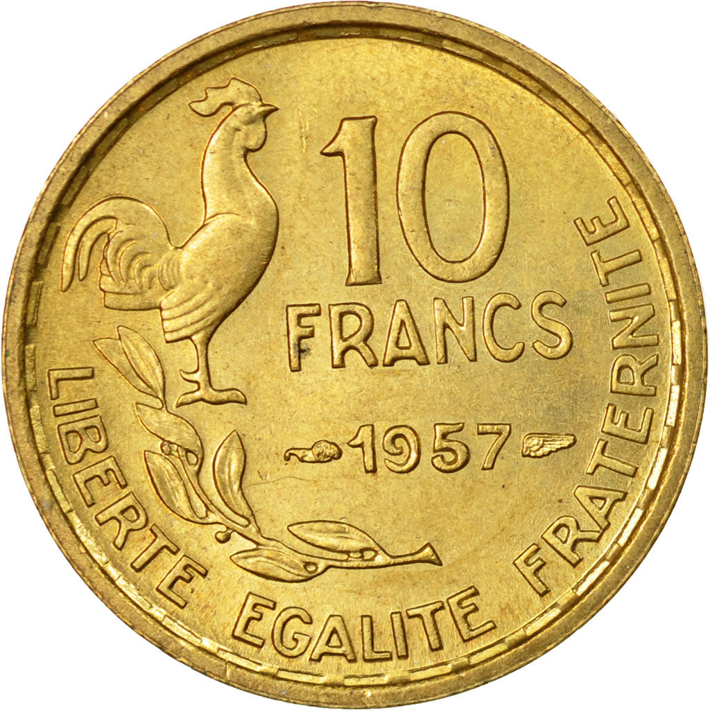Moneda, Francia, Guiraud, 10 Francs, 1957, Paris, EBC, Aluminio - bronce
