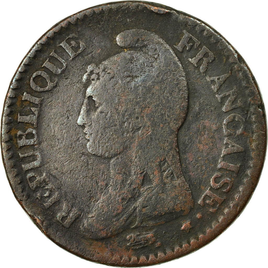 Coin, France, Dupré, Decime, AN 7, Paris, VF(20-25), Bronze, KM:644.1, Le