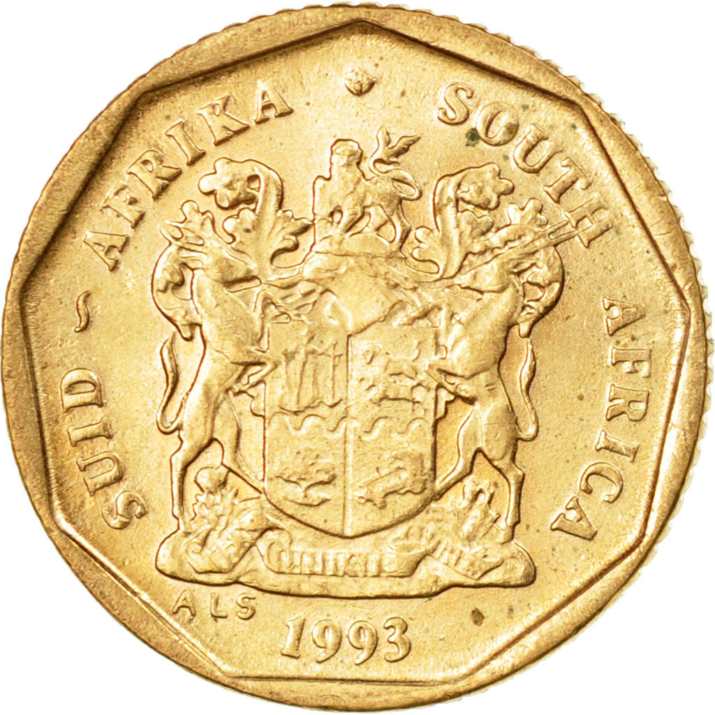 Moneta, Południowa Afryka, 10 Cents, 1993, AU(50-53), Brąz platerowany stalą