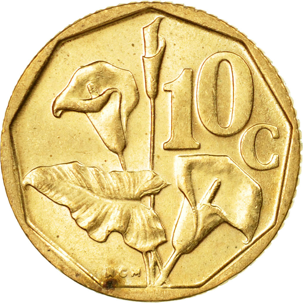 Moneta, Południowa Afryka, 10 Cents, 1993, AU(50-53), Brąz platerowany stalą