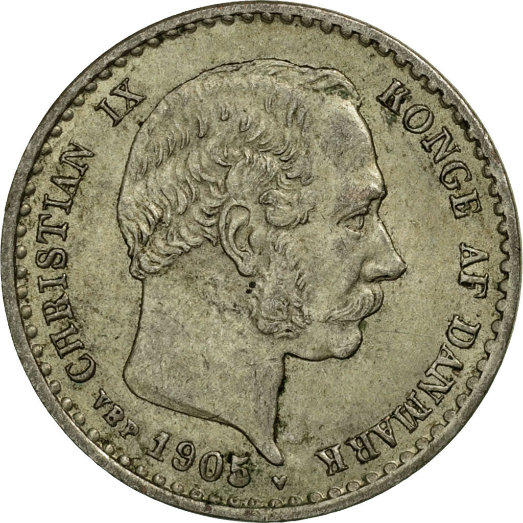 Coin, Denmark, Christian IX, 10 Öre, 1905, Copenhagen, EF(40-45), Silver
