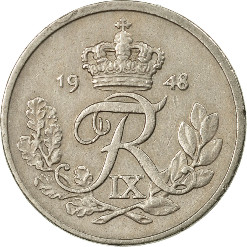 Coin, Denmark, Frederik IX, 10 Öre, 1948, Copenhagen, EF(40-45), Copper-nickel