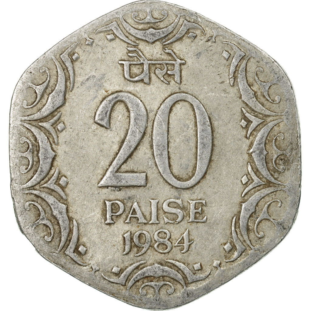 Moneta, REPUBBLICA DELL’INDIA, 20 Paise, 1984, MB, Alluminio, KM:44