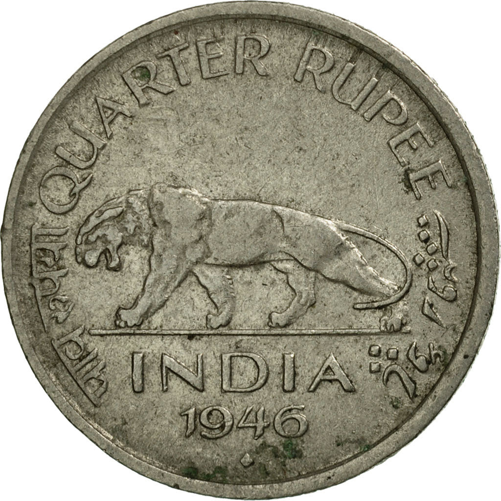 Münze, INDIA-BRITISH, George VI, 1/4 Rupee, 1946, SS, Nickel, KM:548