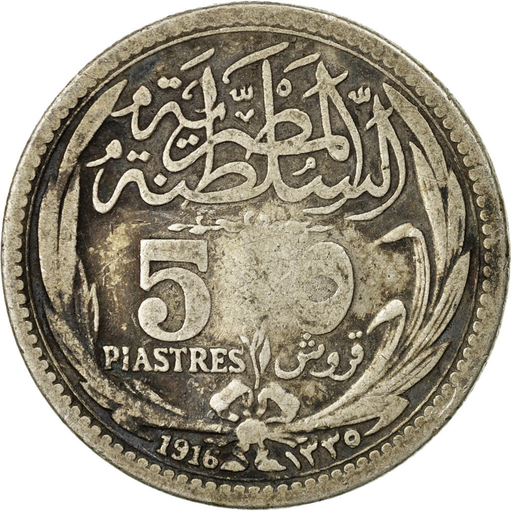 Coin, Egypt, Hussein Kamil, 5 Piastres, 1916, VF(30-35), Silver, KM:318.1