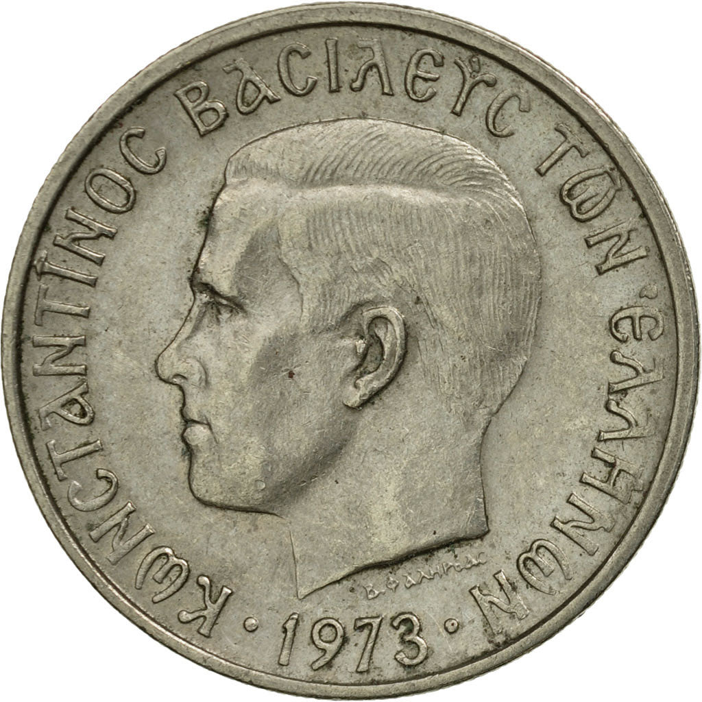 Monnaie, Grèce, Constantine II, 2 Drachmai, 1967, B+, Copper-nickel, KM:90