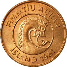 Coin, Iceland, 50 Aurar, 1981, AU(50-53), Bronze, KM:26