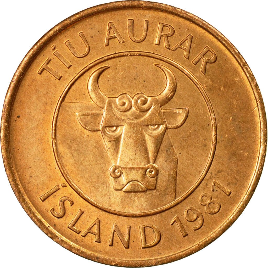 Coin, Iceland, 10 Aurar, 1981, AU(50-53), Bronze, KM:25