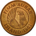 Moneta, Islandia, 5 Aurar, 1981, EF(40-45), Bronze, KM:24