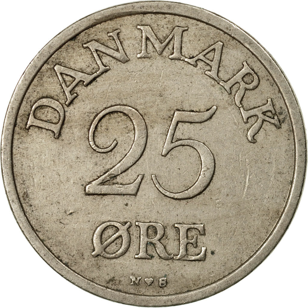 Coin, Denmark, Frederik IX, 25 Öre, 1952, Copenhagen, EF(40-45), Copper-nickel