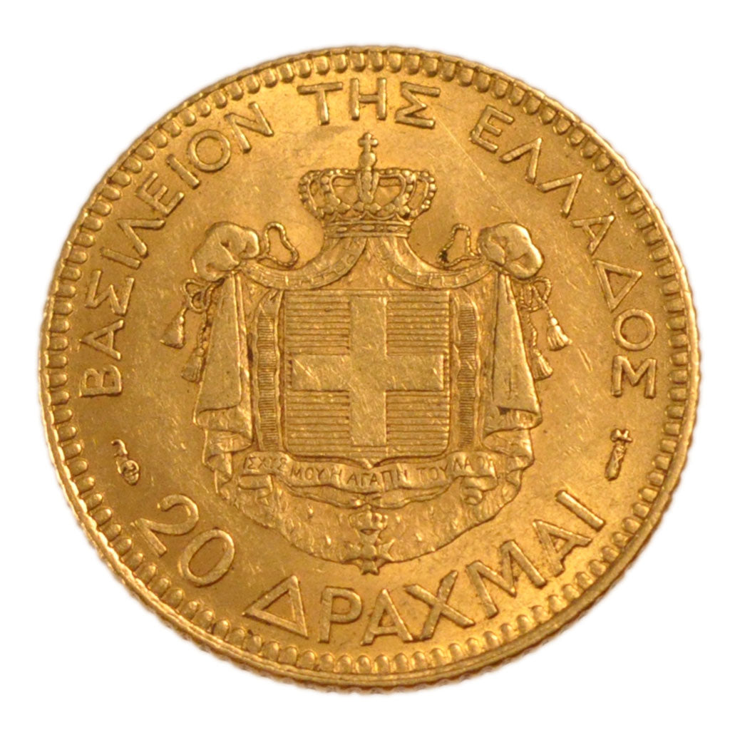 Greece, 20 Drachme, 1884, Paris, KM #56, AU(55-58), Gold, 6.40