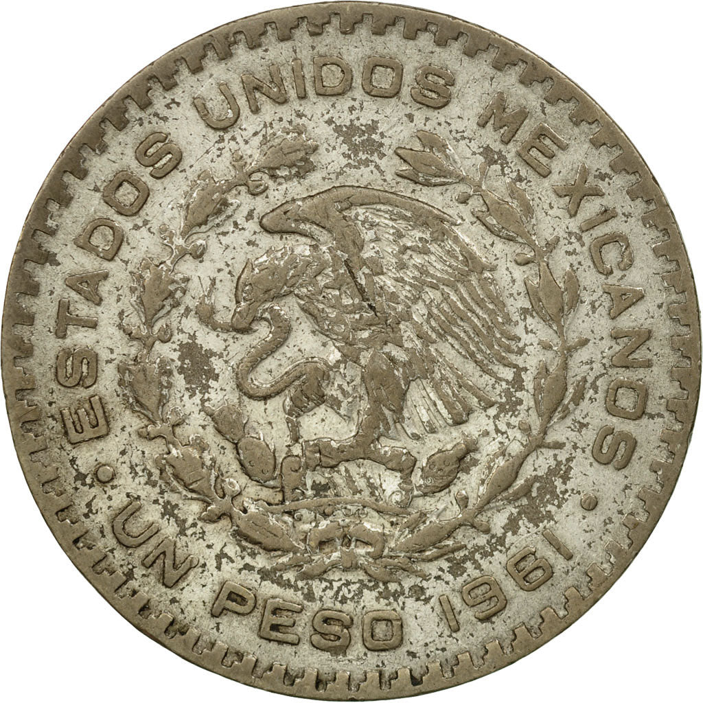 Coin, Mexico, Peso, 1961, Mexico City, VG(8-10), Silver, KM:459