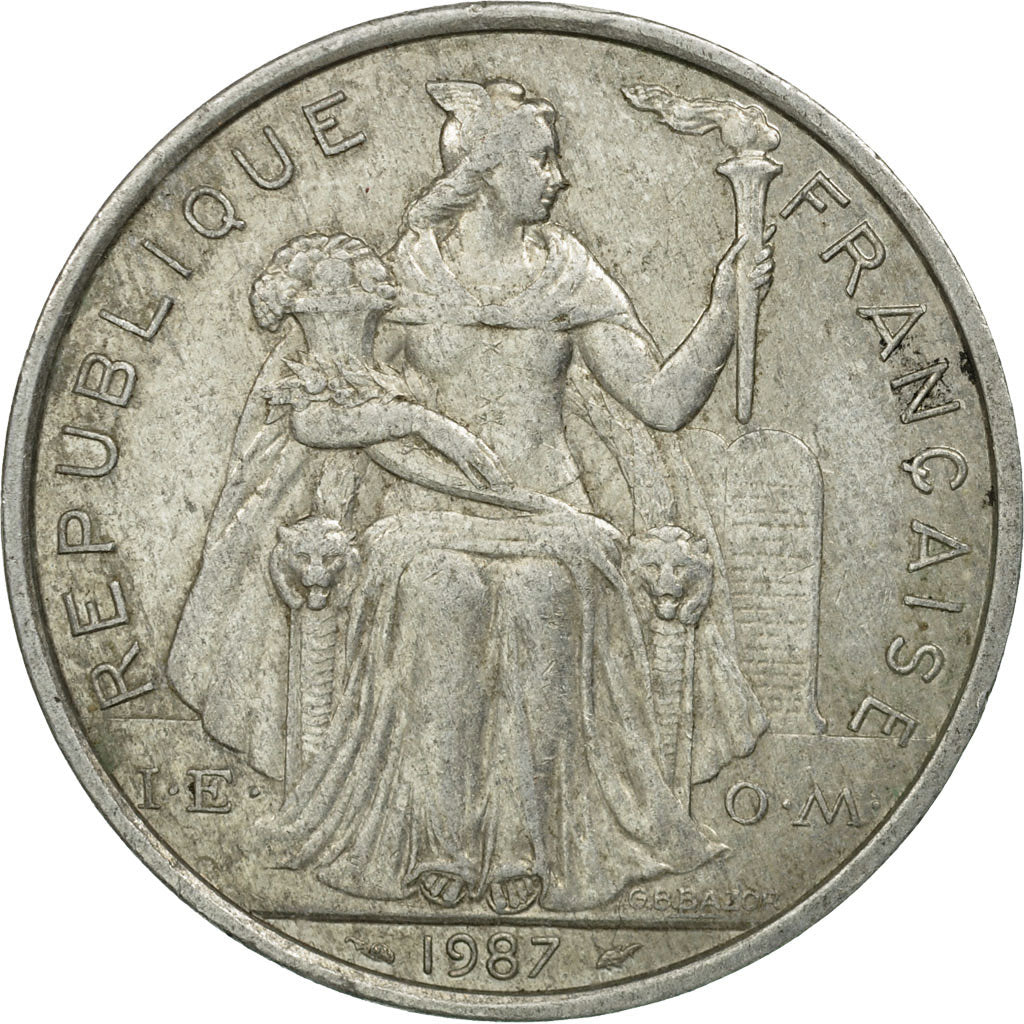 Coin, French Polynesia, 5 Francs, 1987, Paris, VF(20-25), Aluminum, KM:12