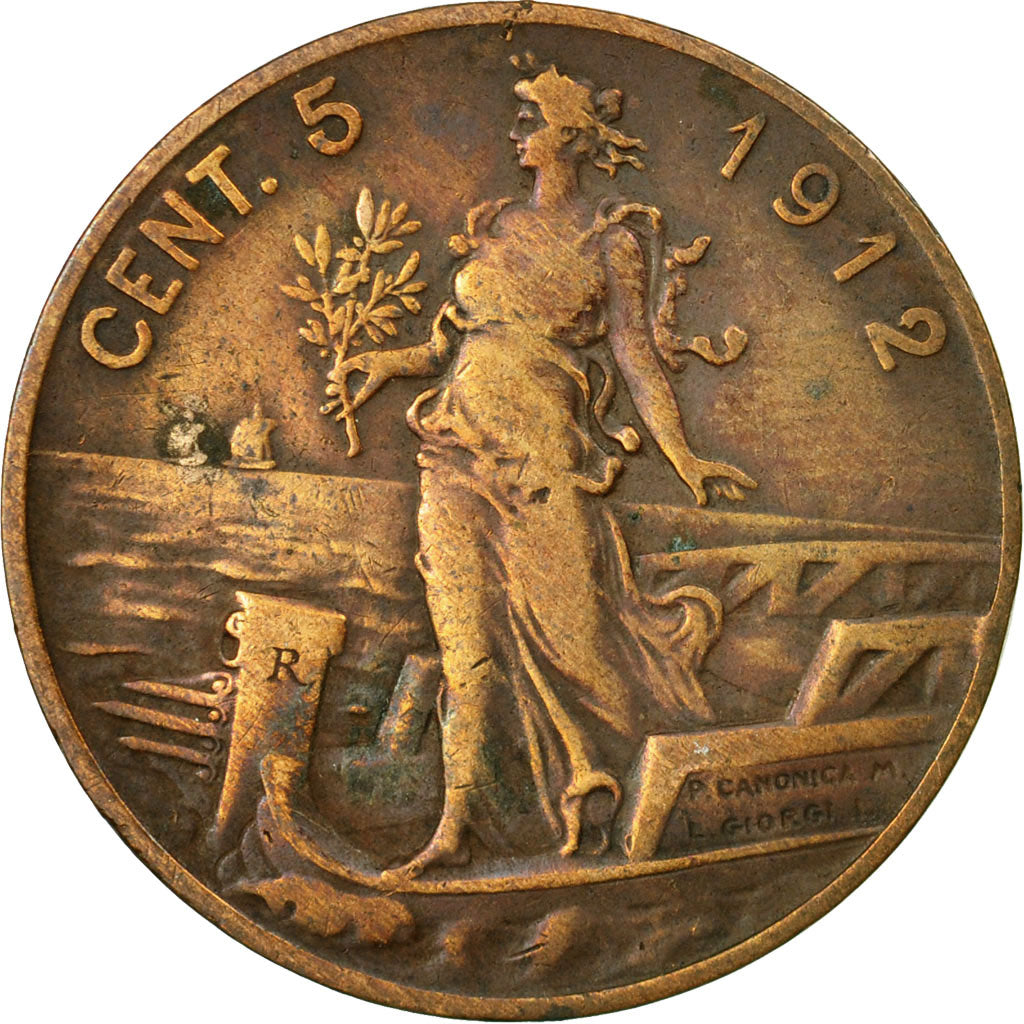 Monnaie, Italie, Vittorio Emanuele III, 5 Centesimi, 1912, Rome, TTB+, Bronze