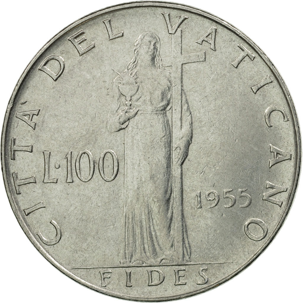 Monnaie, Cité du Vatican, Pius XII, 100 Lire, 1955, Roma, TTB, Stainless Steel