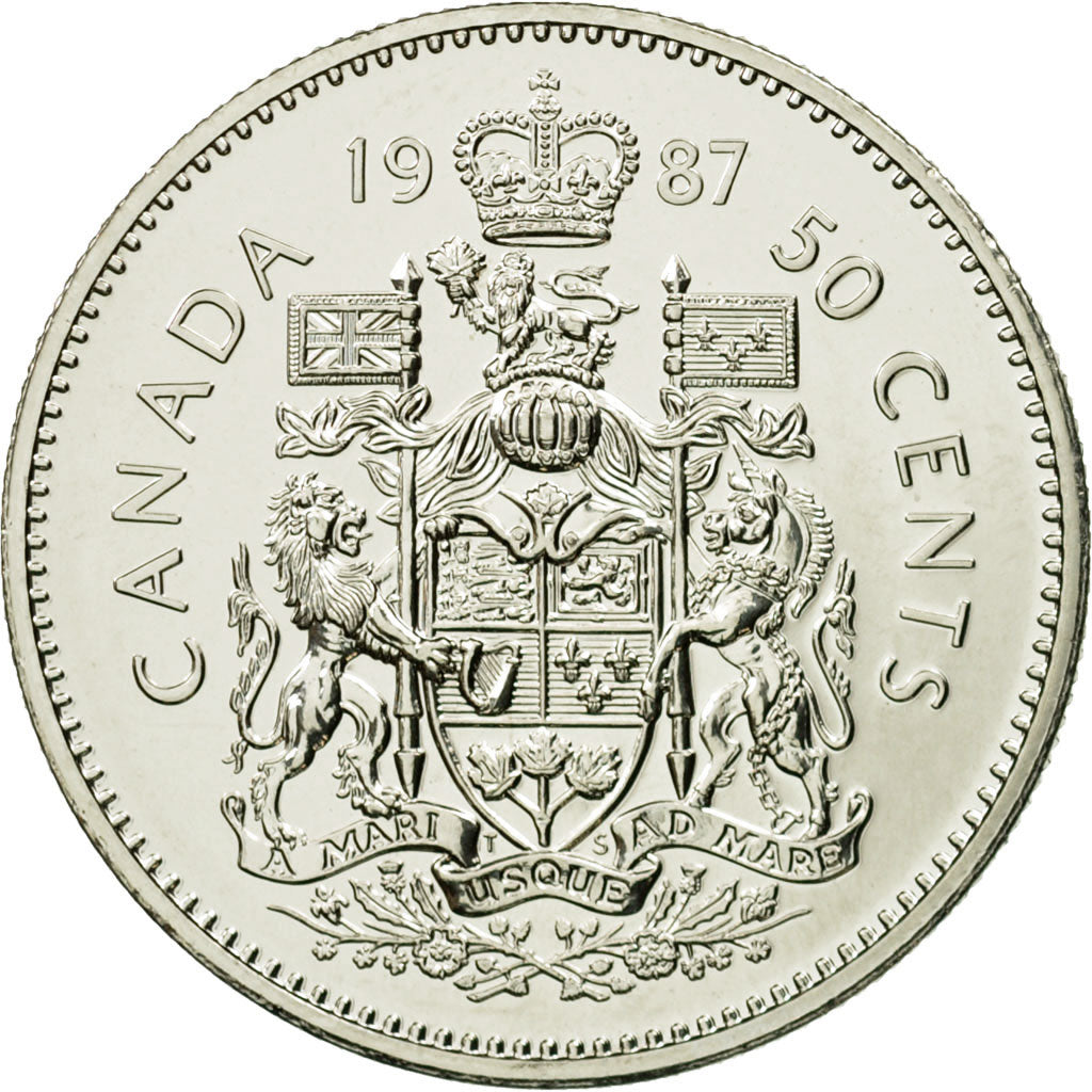 Coin, Canada, Elizabeth II, 50 Cents, 1987, Royal Canadian Mint, Ottawa