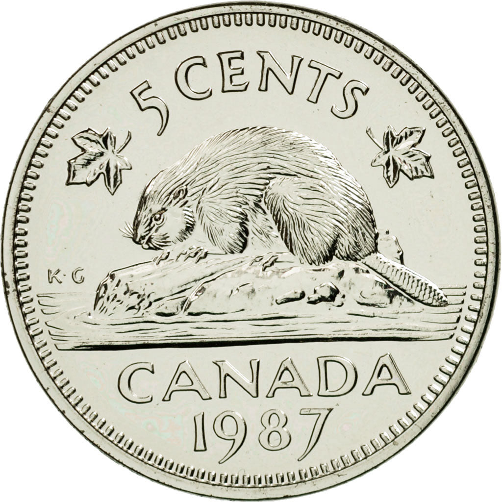 Coin, Canada, Elizabeth II, 5 Cents, 1987, Royal Canadian Mint, Ottawa