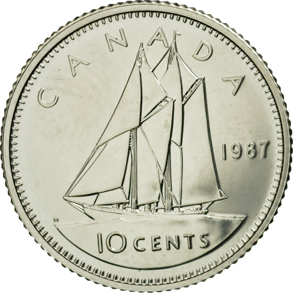 Coin, Canada, Elizabeth II, 10 Cents, 1987, Royal Canadian Mint, Ottawa