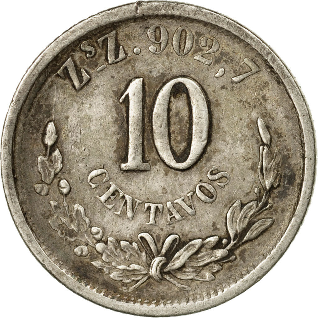Coin, Mexico, 10 Centavos, 1891, Chihuahua, EF(40-45), Silver, KM:403.1