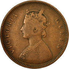 Coin, INDIA-BRITISH, Victoria, 1/2 Anna, 1875, VF(20-25), Copper, KM:468