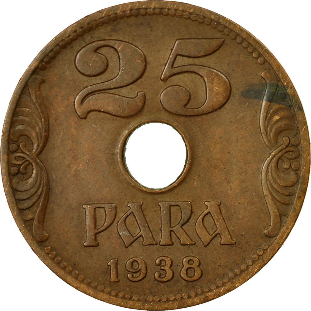 Coin, Yugoslavia, Petar II, 25 Para, 1938, EF(40-45), Bronze, KM:17