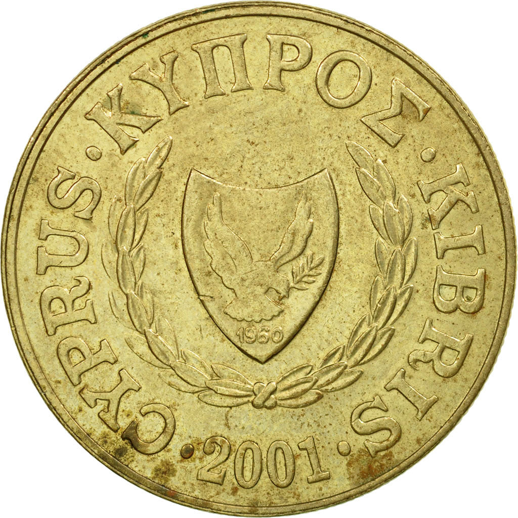 Monnaie, Chypre, 20 Cents, 2001, TB+, Nickel-brass, KM:62.2