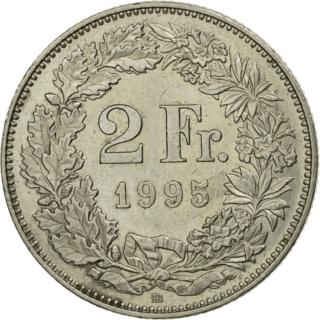 Münze, Schweiz, 2 Francs, 1995, Bern, SS, Copper-nickel, KM:21a.3