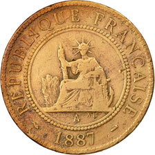 Coin, FRENCH INDO-CHINA, Cent, 1887, Paris, VF(30-35), Bronze, KM:1