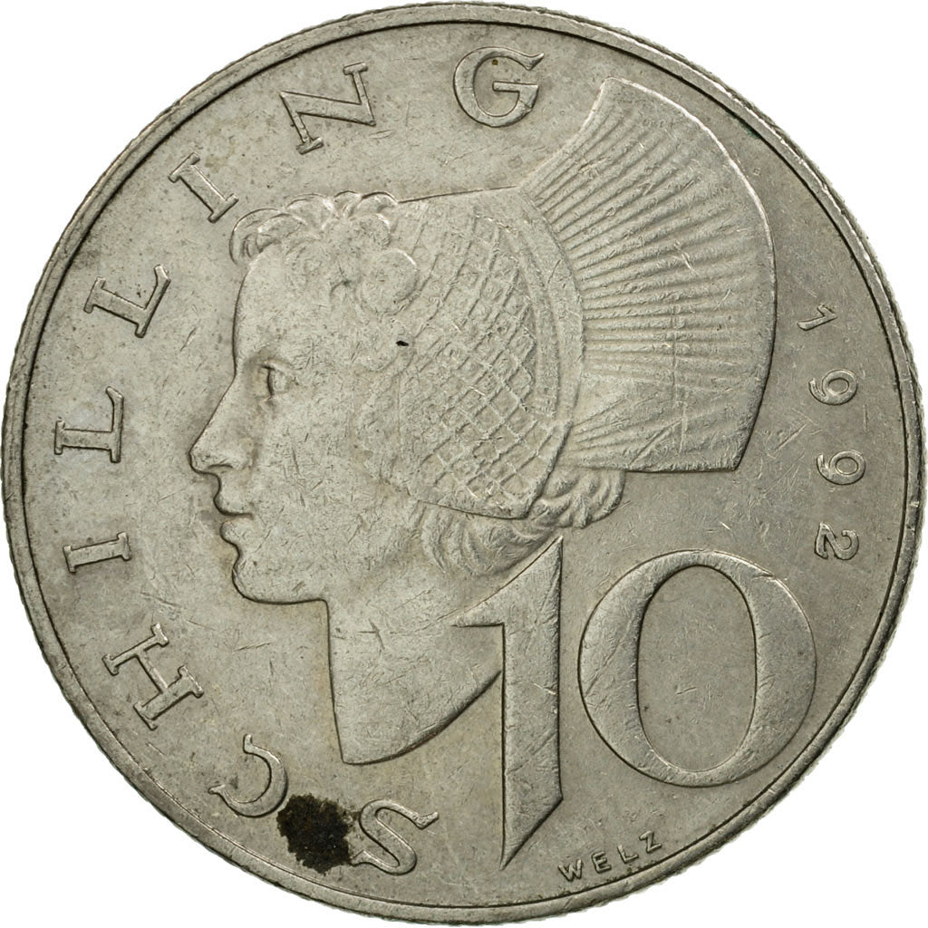 Coin, Austria, 10 Schilling, 1992, F(12-15), Copper-Nickel Plated Nickel