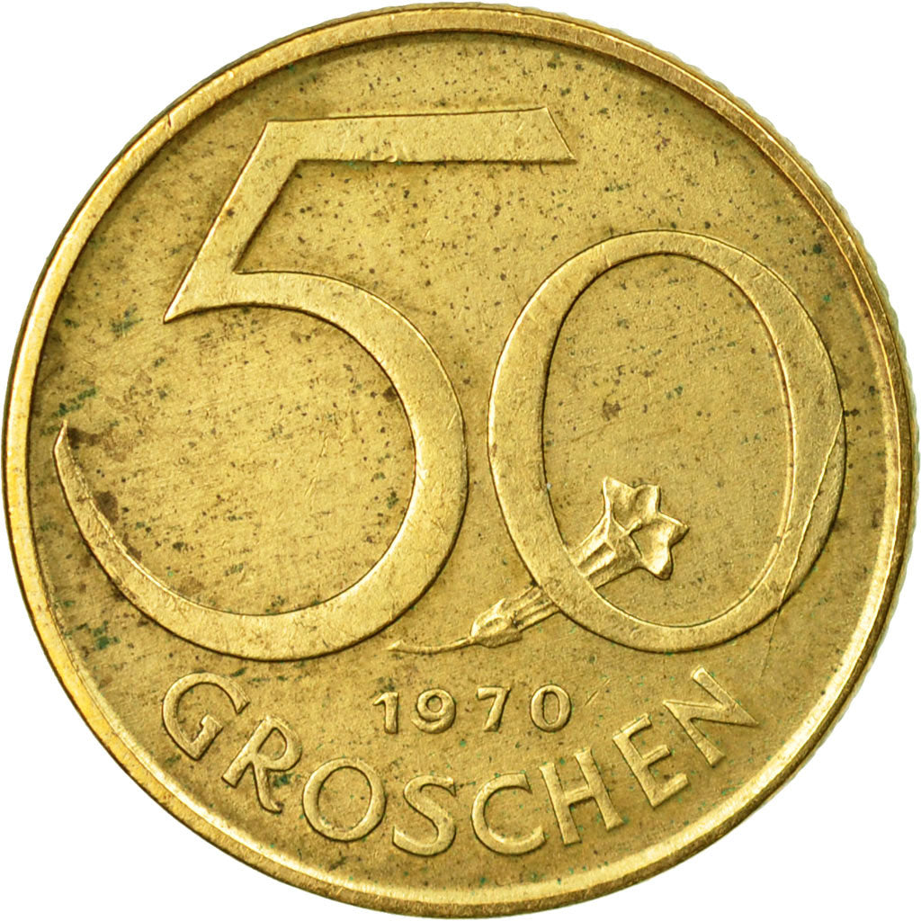 Coin, Austria, 50 Groschen, 1970, VF(20-25), Aluminum-Bronze, KM:2885