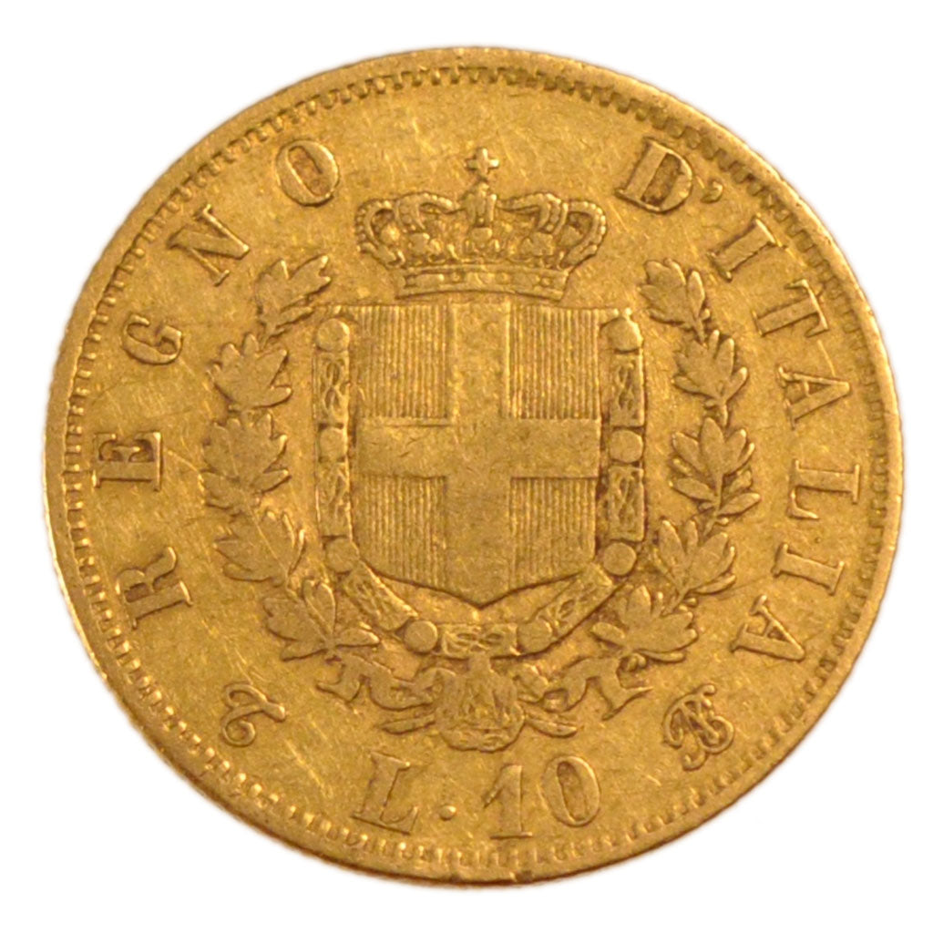 Italy, 10 Lire, 1863, KM #9.2, EF(40-45), Gold, 18.5, 3.20