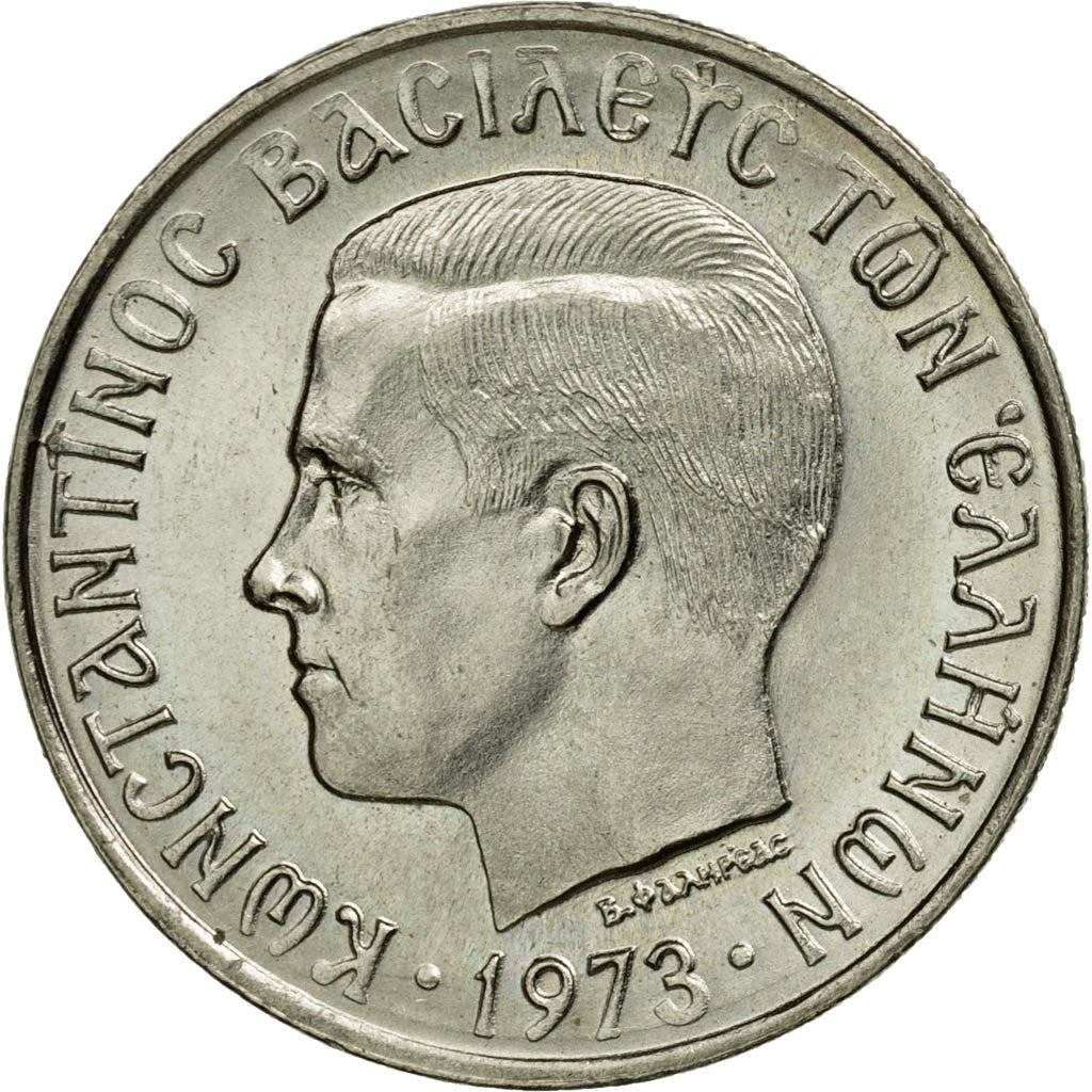 Coin, Greece, Constantine II, Drachma, 1973, AU(55-58), Copper-nickel, KM:98