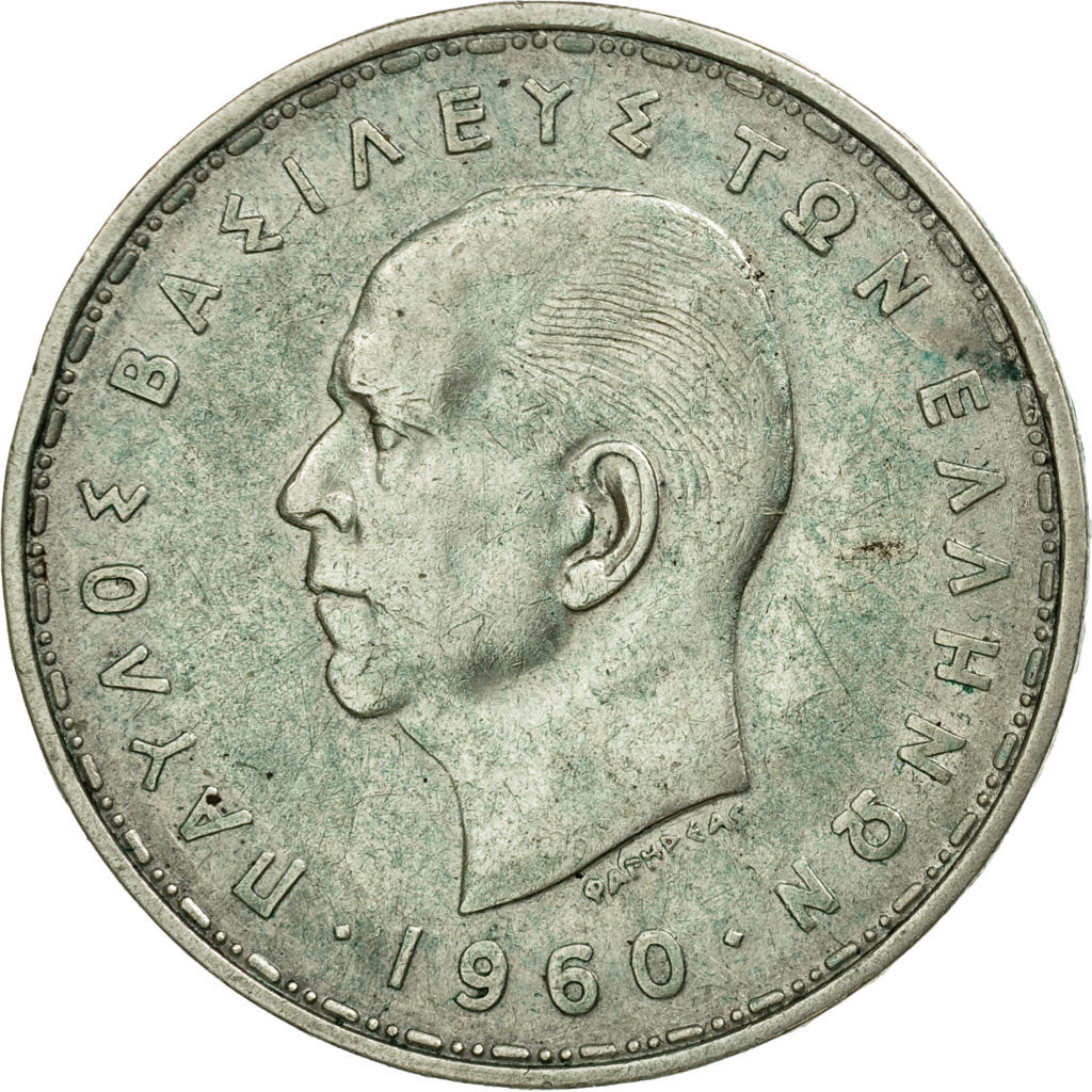 Coin, Greece, Paul I, 20 Drachmai, 1960, EF(40-45), Silver, KM:85