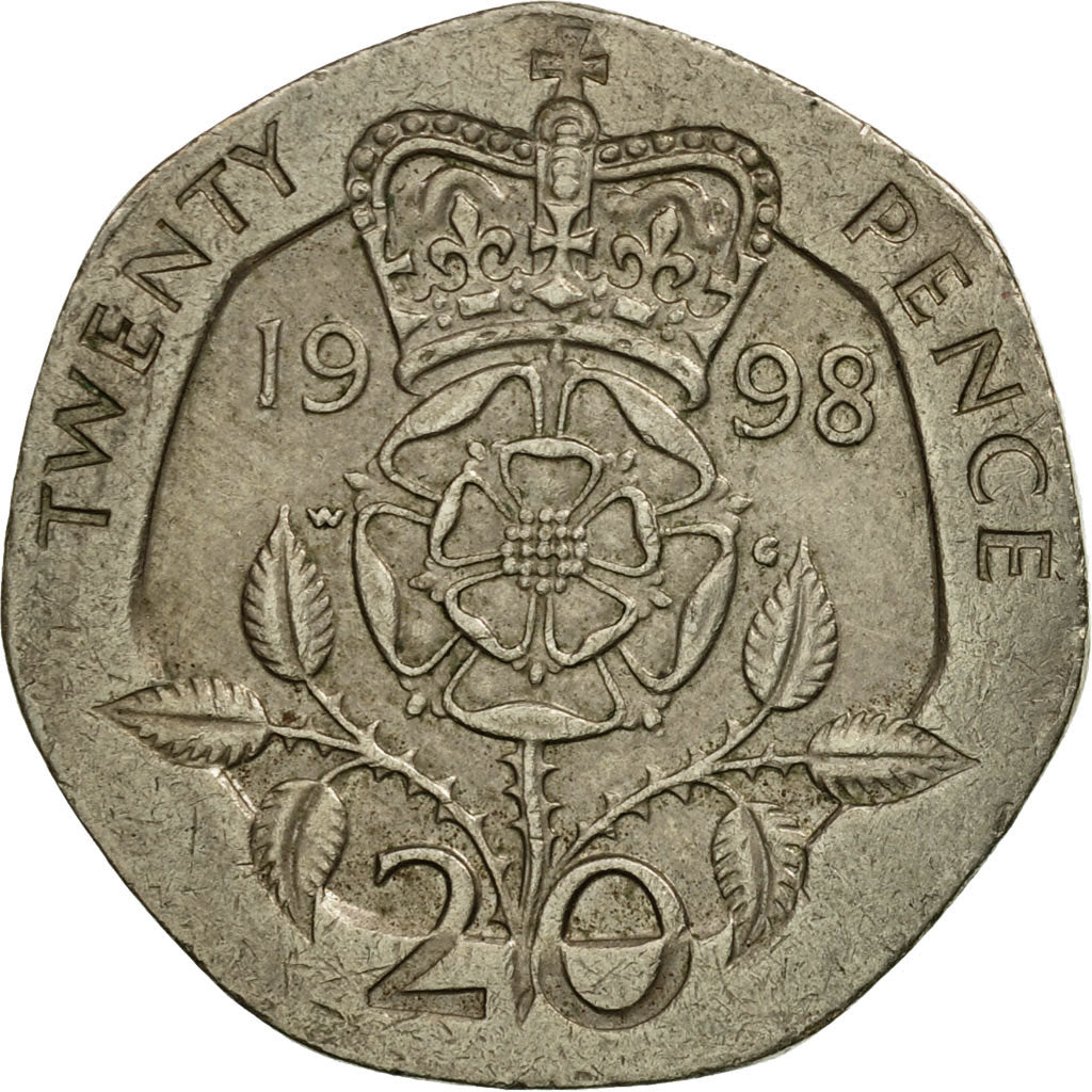 Moneda, Gran Bretaña, Elizabeth II, 20 Pence, 1998, MBC, Cobre - níquel