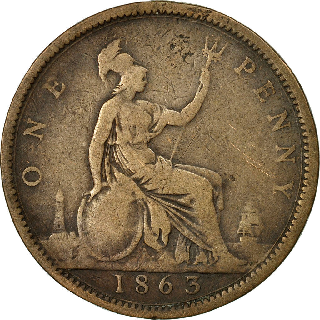 Coin, Great Britain, Victoria, Penny, 1863, VF(30-35), Bronze, KM:749.2