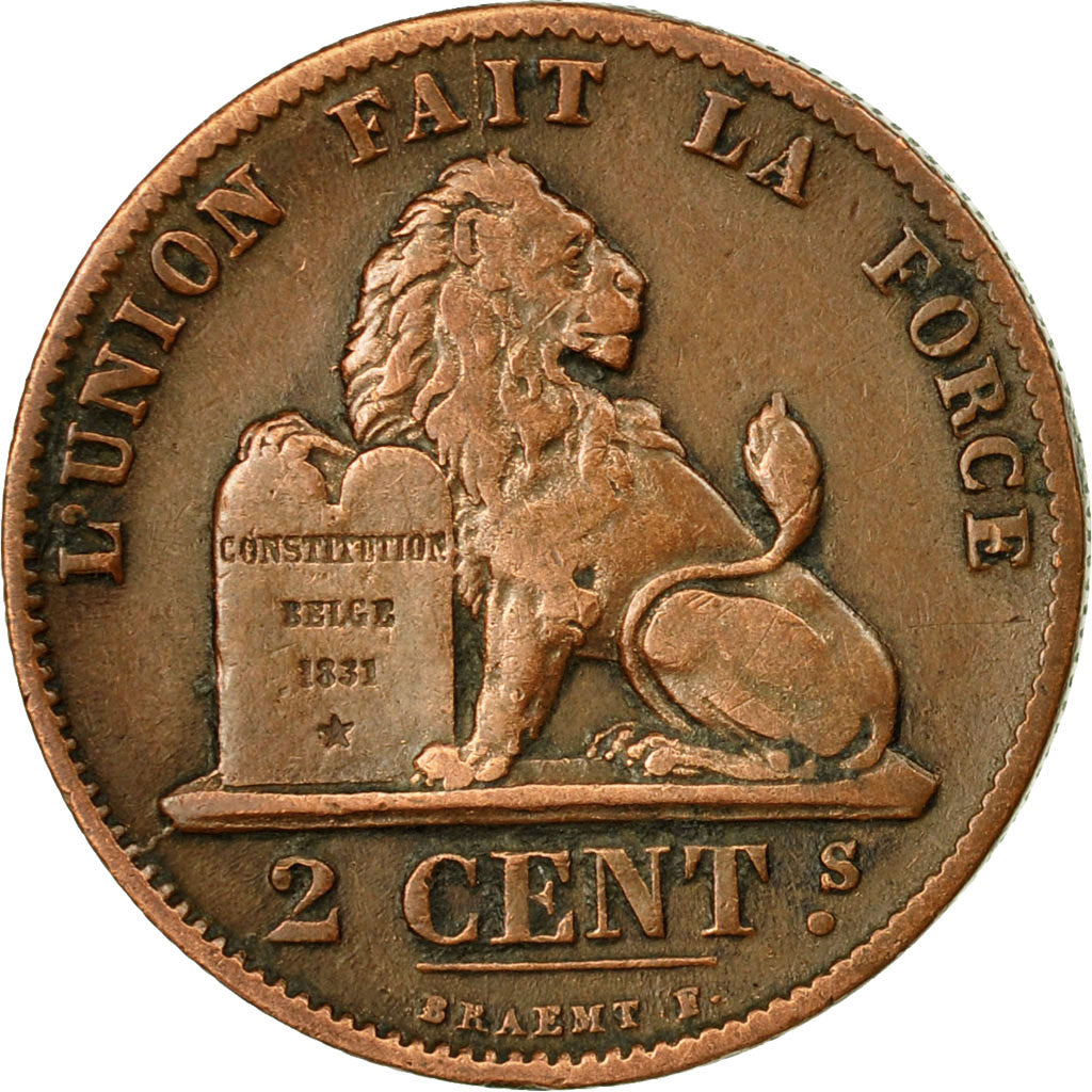 Coin, Belgium, Leopold II, 2 Centimes, 1875, EF(40-45), Copper, KM:35.1