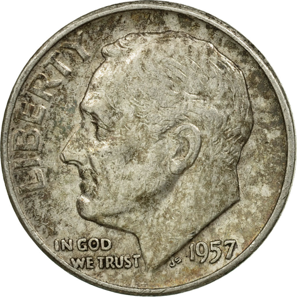 Monnaie, États-Unis, Roosevelt Dime, Dime, 1957, U.S. Mint, Philadelphie, TB